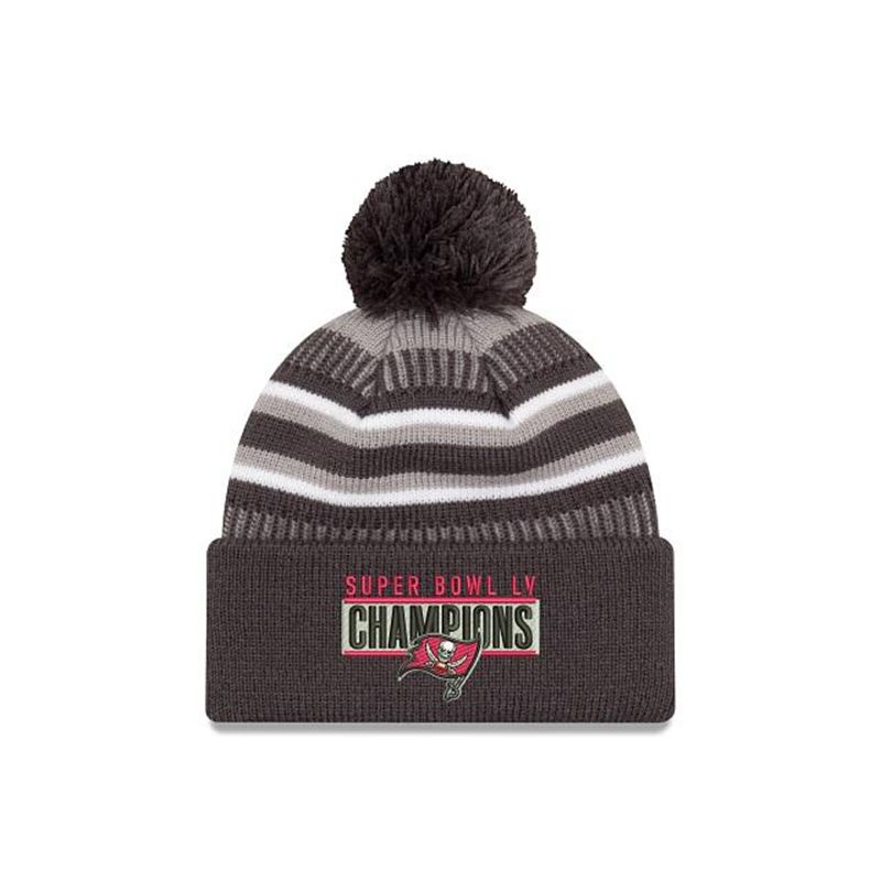 NFL Tampa Bay Buccaneers Super Bowl Lv Champions Celebration Pom Knit (SCP2255) - Grey New Era Beanies